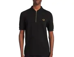 Fred Perry Zip Neck Polo Shirt Polo Shirt Black Avantisport