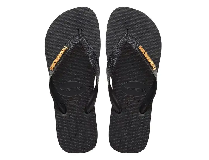 Havaianas Top Logo Metallic Black Flip Flops Avantisport