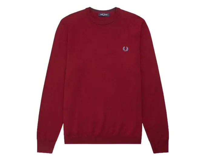 Red fred perry jumper sale