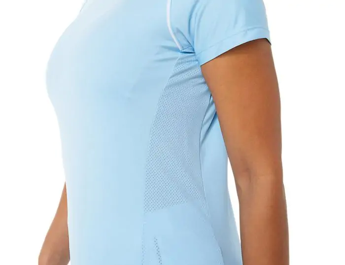 Asics Court Women Piping SS Blauwe Sportshirt Dames Avantisport