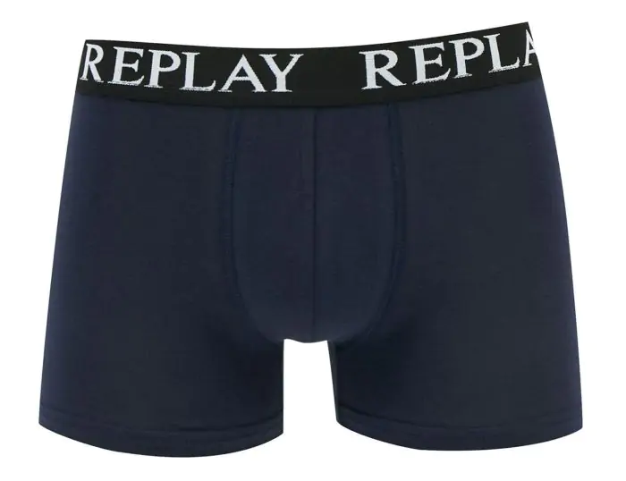 Replay Boxer Basic Cuff Logo 3 Pack Blauwe Boxershorts Avantisport