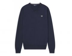 Fred Perry - Classis Cotton V Neck Jumper - Blue Jumper