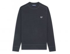 Fred Perry - Waffle Textured Crew Neck Jumper - Sweater Grey