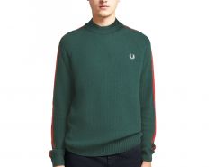 Fred Perry - Tipped Overarm Crew Neck Jumper - Green Jumper