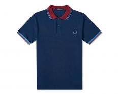 Fred Perry - Contrast Rib Polo Shirt - Blue Polo Shirt