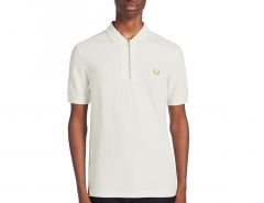 Fred Perry - Zip Neck Polo Shirt - Polo Shirt White