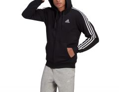 adidas - Essentials Fleece 3S Zip Hoodie - Black Zip Hoodie