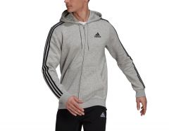 adidas - Essentials Fleece 3S Zip Hoodie - Grey Hoodie