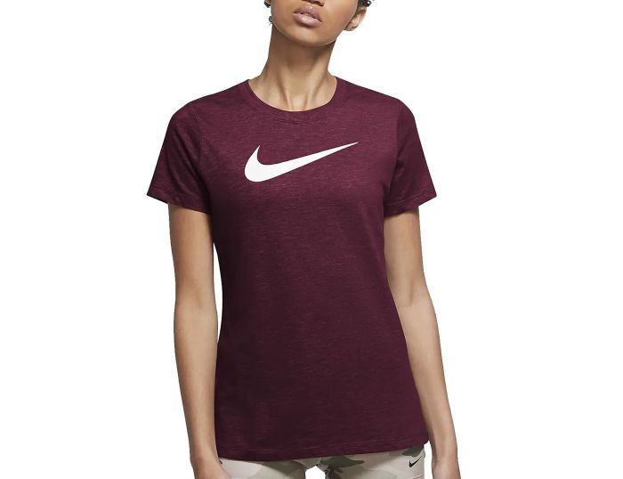 Sortie Trein Bevestiging Nike - Womens Tee Dry TFC Crew - Sports Shirt Burgundy | Avantisport.com