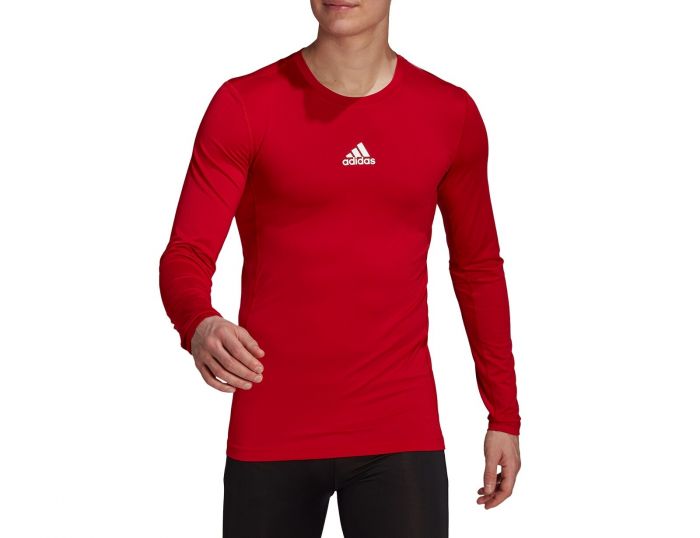 commentator Duwen Regenjas adidas - Techfit Long Sleeve Top - Compression Shirt Red | Avantisport.com