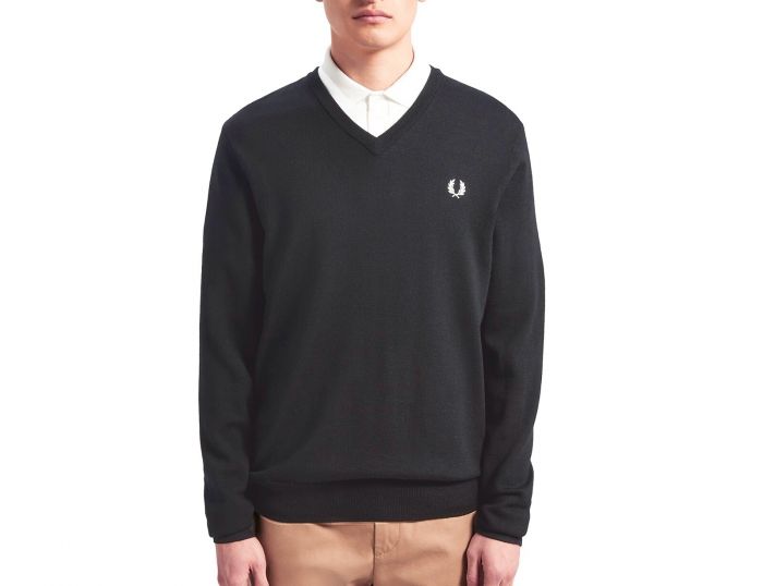 Fred perry merino online wool v neck jumper